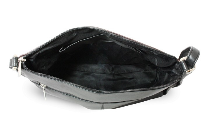Hnědo černá dámská větší kožená crossbody kabelka Margaret