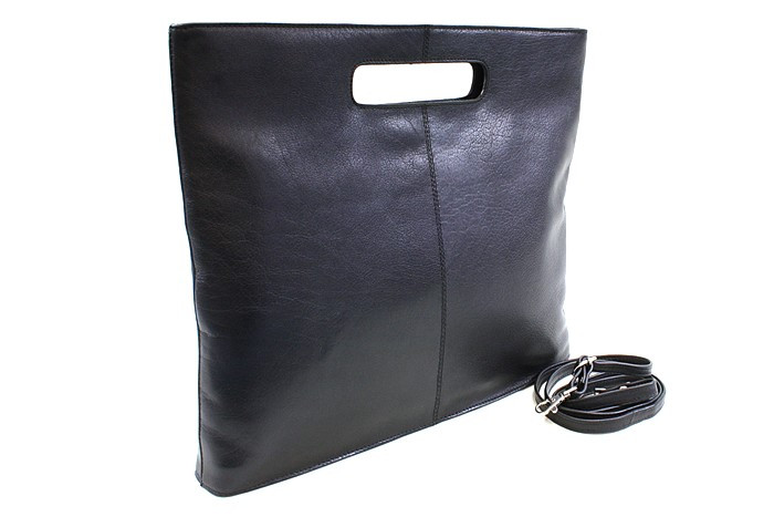 Čierna kožená elegantná zipsová kabelka Samantha