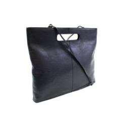 Čierna kožená elegantná zipsová kabelka Samantha