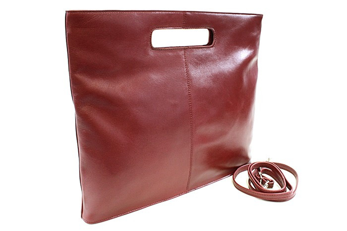 Červená kožená elegantná zipsová kabelka Samantha