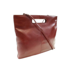 Červená kožená elegantná zipsová kabelka Samantha