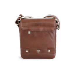 Hnedý pánsky kožený crossbag s poklopom Callum