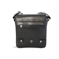 Čierny pánsky kožený crossbag s poklopom Callum