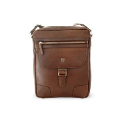 Hnedý pánsky kožený zipsový crossbag William