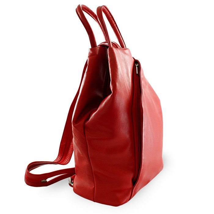 Červený kožený batôžtek a kabelka Hazelien