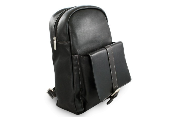 Čierny kožený praktický batoh Fridlie