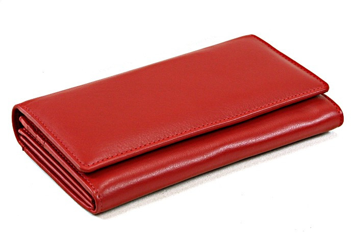 Červená dámska listová kožená peňaženka Esmel