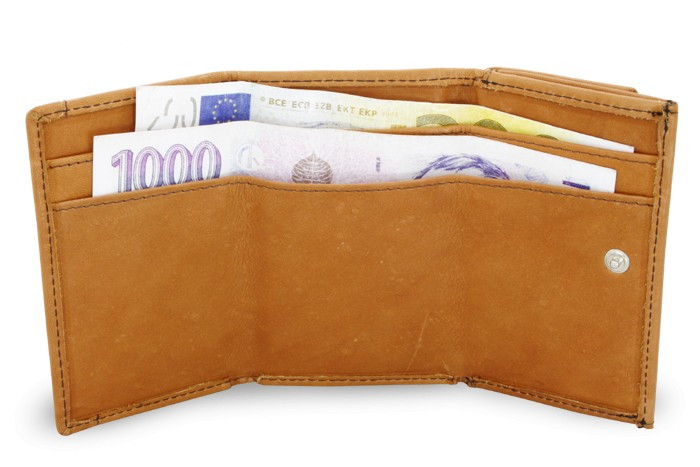 Světle hnědá dámská kožená mini peněženka Athena