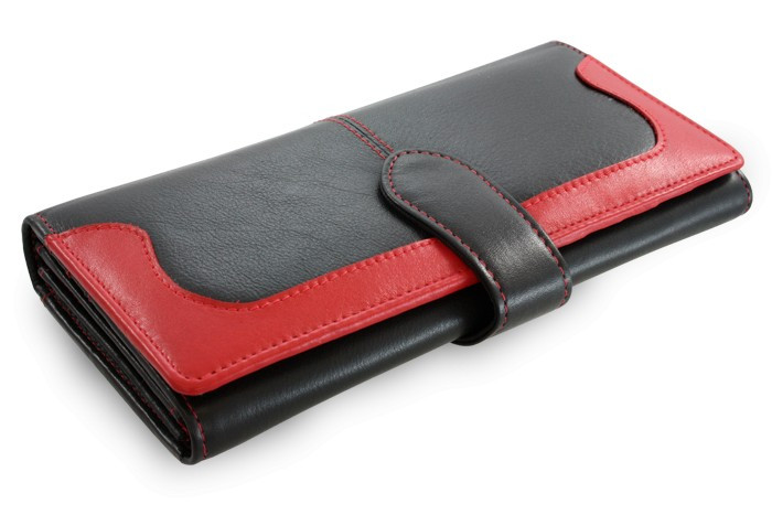 Čierno červená dámska listová peňaženka so zápinkou Abigail