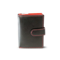 Čiernočervená kožená peňaženka so zápinkou Jennifer