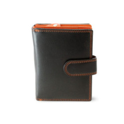 Čiernooranžová kožená peňaženka so zápinkou Jennifer