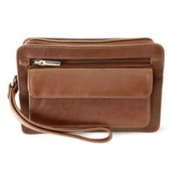 Hnedá kožená pánska dvojzipsová etue Kayla