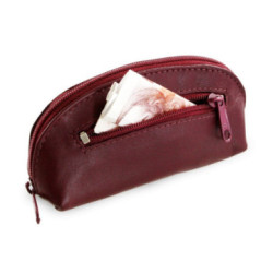 Bordová kožená kľúčenka s dvoma zipsami Darina