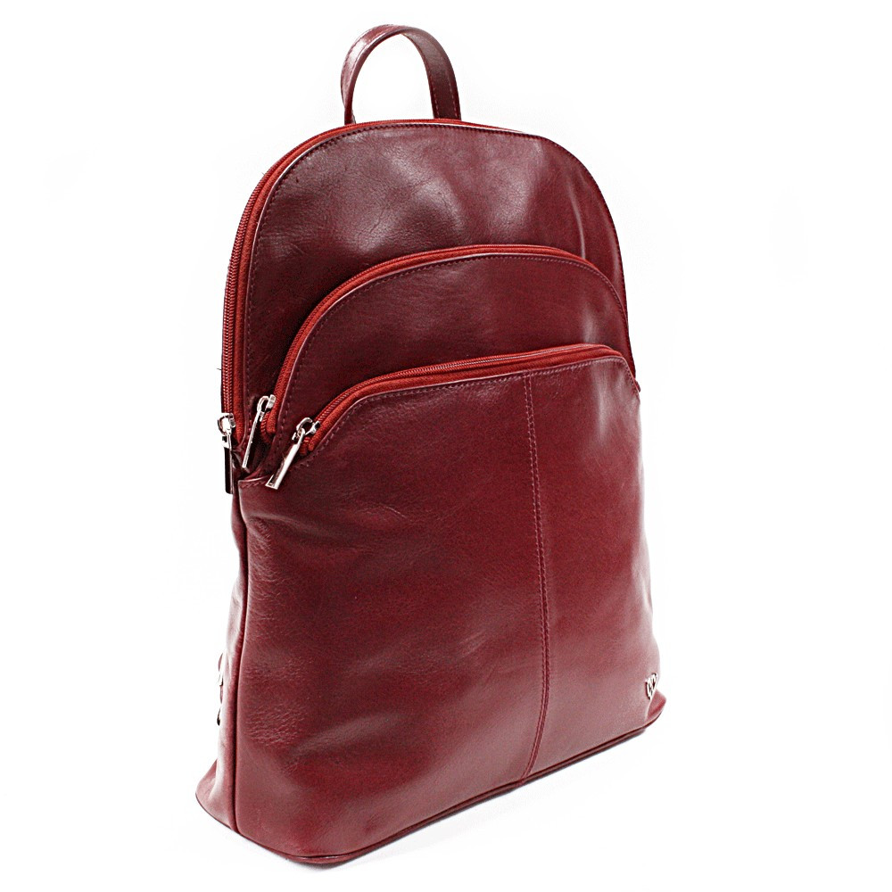 Červený kožený moderný batoh Poppy