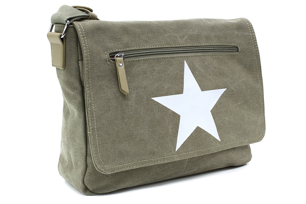 Hnědozelená látková crossbody taška s hvězdou Jeremiah