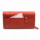 Červená hladká klopnová kožená dámská peněženka Aideen