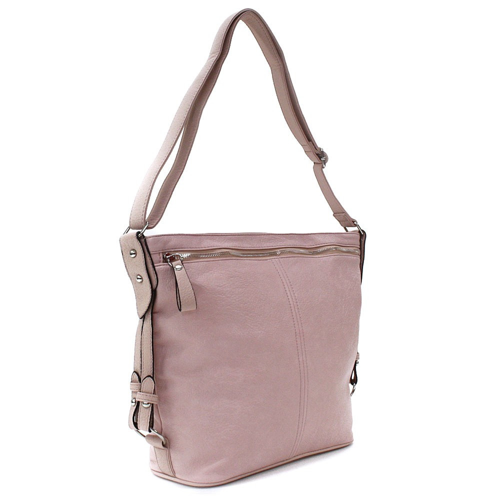 Světle růžová moderní dámská zipová crossbody kabelka Nancie