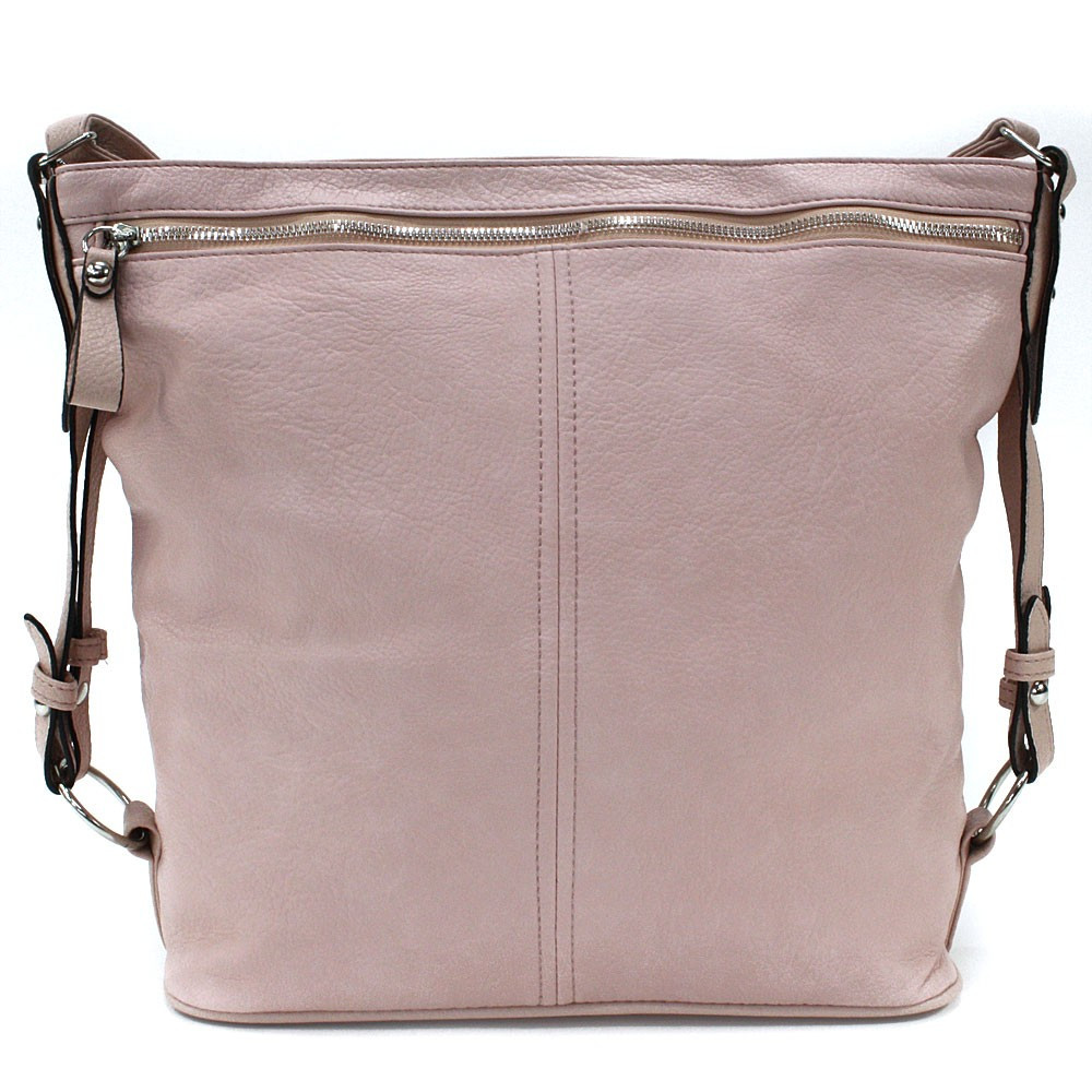 Světle růžová moderní dámská zipová crossbody kabelka Nancie