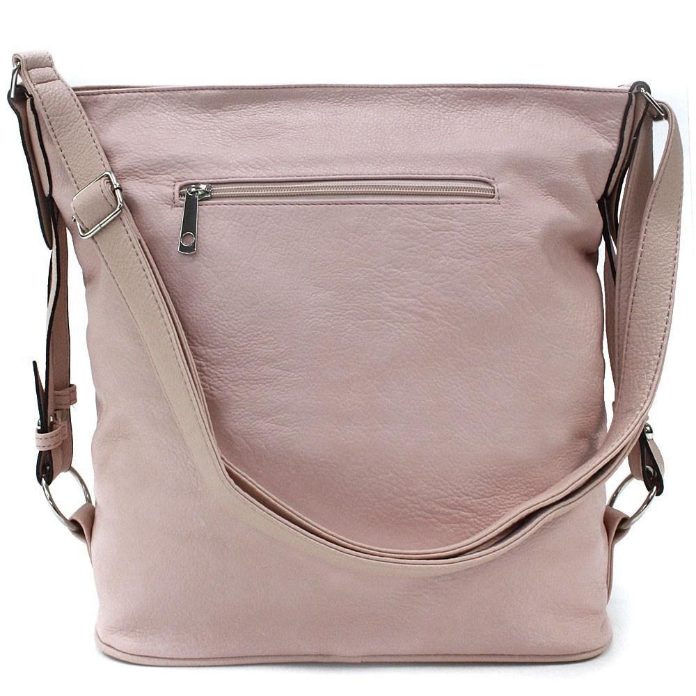 Světle růžová moderní dámská zipová crossbody kabelka Nancie