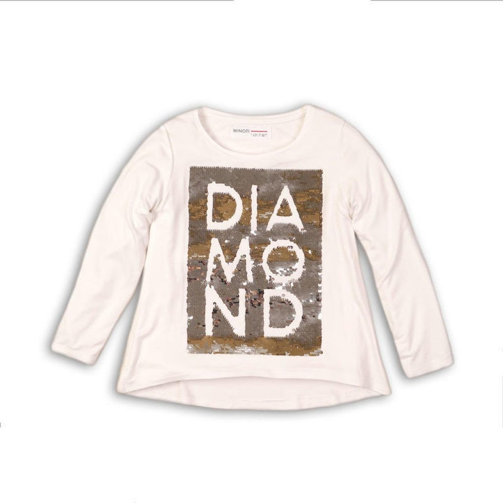 Bílé dívčí tričko s dlouhým rukávem a nápisem Diamond - velikost 98 až 128