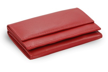 Červená kožená mini peňaženka Athena