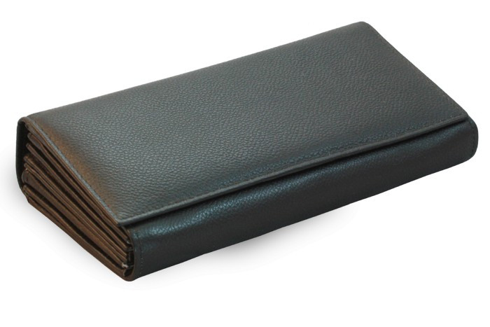 Čierna kožená čašnícka peňaženka Nolan