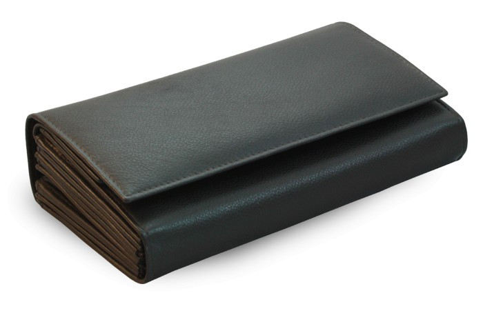 Čierna kožená čašnícka peňaženka Kaeden