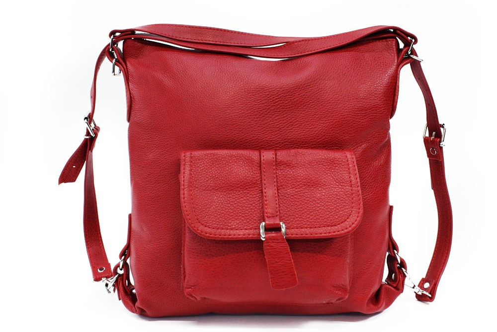 Červená dámská kabelka s kombinací batohu Jawell