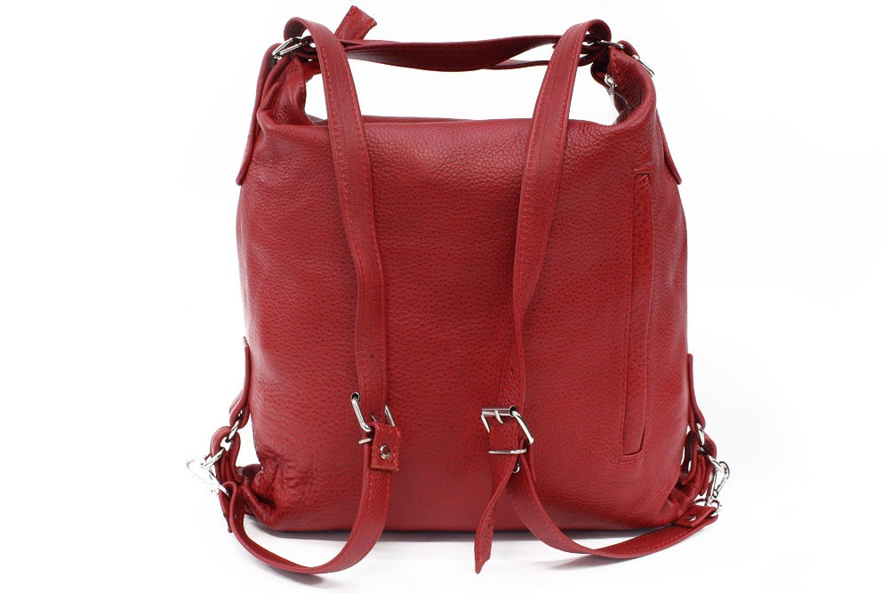 Červená dámská kabelka s kombinací batohu Jawell