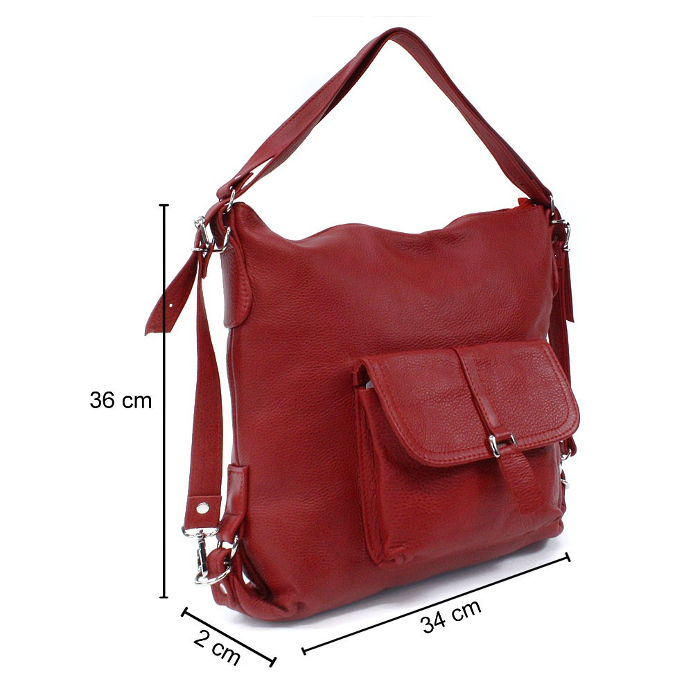Červená dámská kabelka s kombinací batohu Jawell