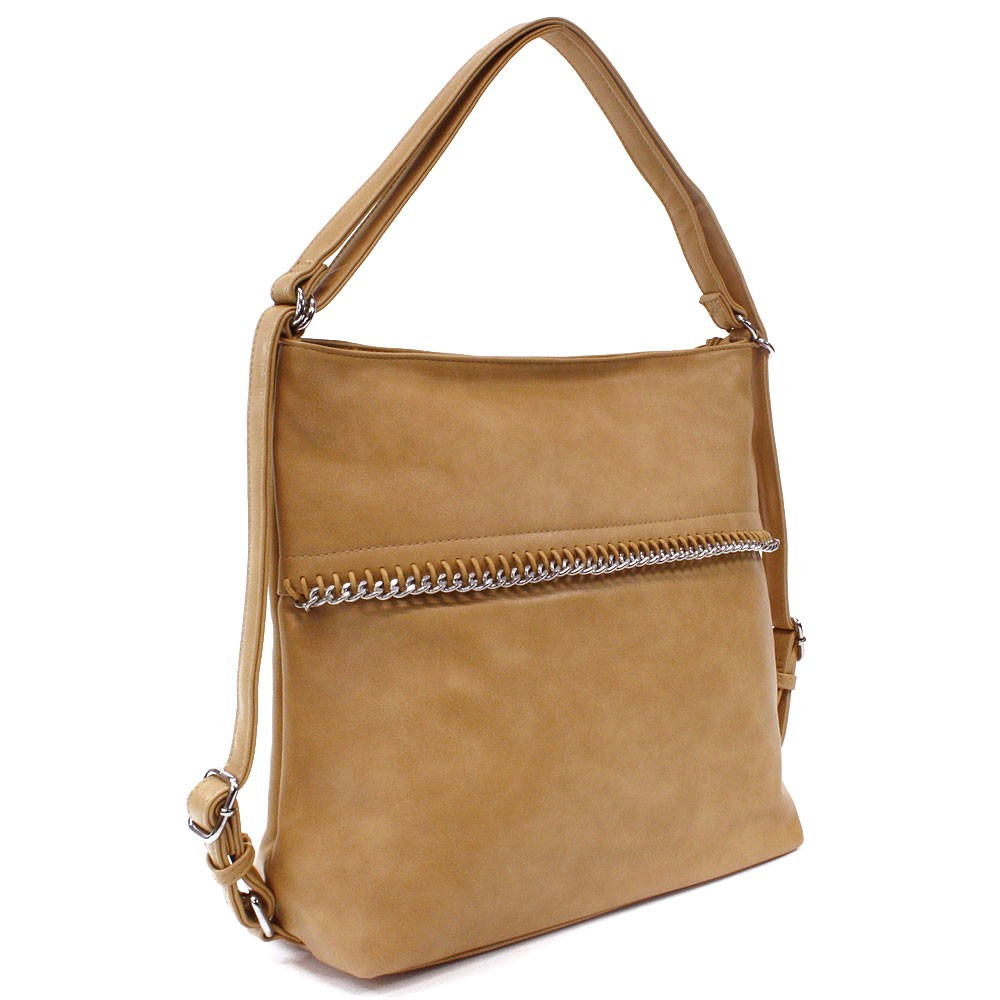 Svetlo hnedá dámska trendy kabelka s kombináciou batohu Noreis