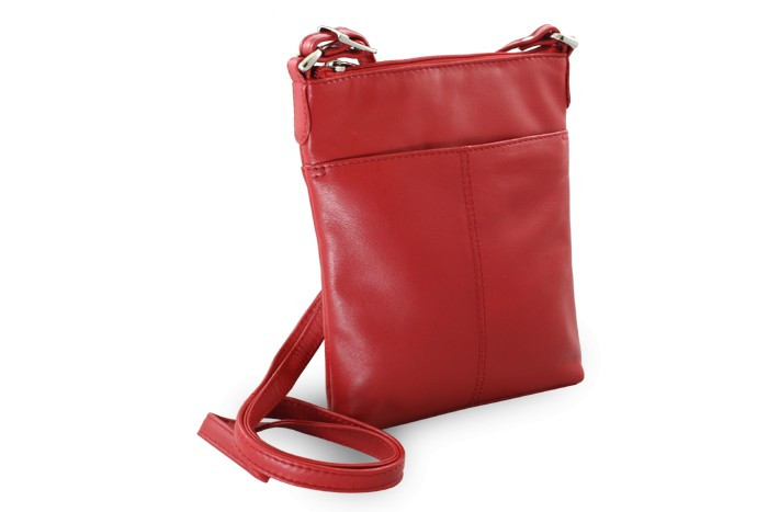 Červená dámska kožená zipsová crossbody kabelka Jenny